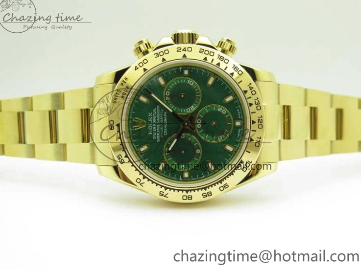 KKF Steel YG Dial Best 904L Edition 1:1 Green Bracelet YG Daytona on A7750 0410